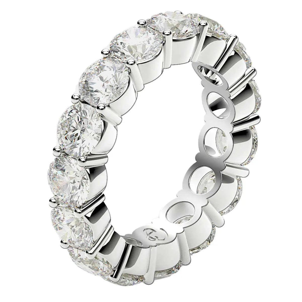 Round-cut lab-grown diamond eternity ring in 14k white gold, 5 cttw FG/VS2, Bids.com on Tampa Home & Garden Store