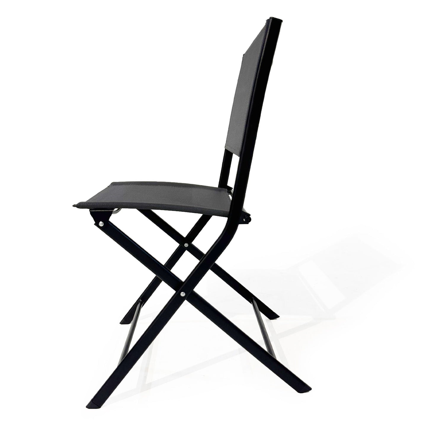 Black Folding Patio Bistro Set and Sling Chairs