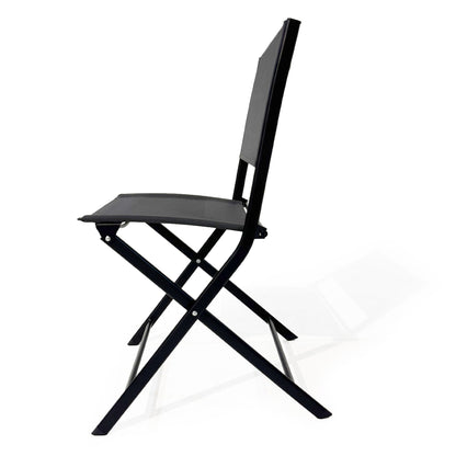 Black Folding Patio Bistro Set and Sling Chairs