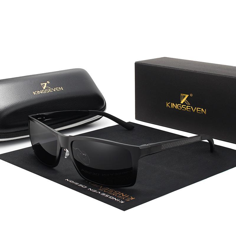 KingSeven black unisex sunglasses with aluminum magnesium frame and polarized UV400 lenses on Tampa Home & Garden Store