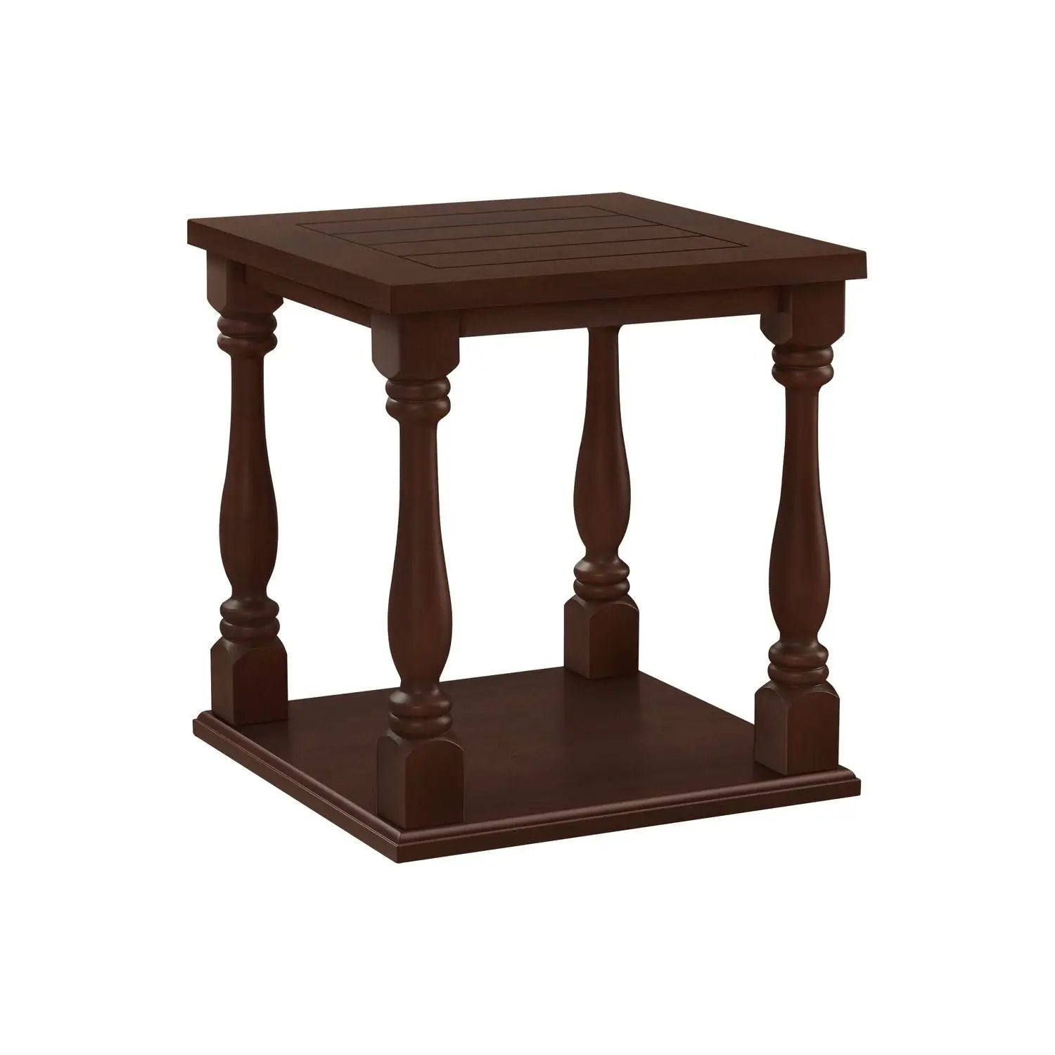Accent Table, 2 Tier, Square, Espresso finish, Unique Piece Furniture, traditional turned legs on Tampa Home & Garden Store