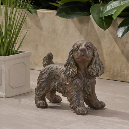 Josie dog cast stone garden statue weathered brown by HouseOfZazla on Tampa Home & Garden Store