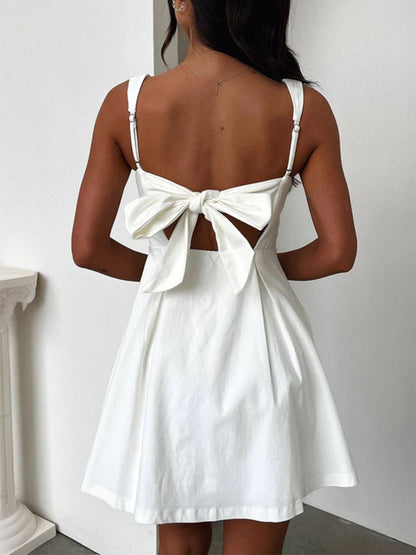 White bow-back mini dress with adjustable straps by Stevvex on Tampa Home & Garden Store