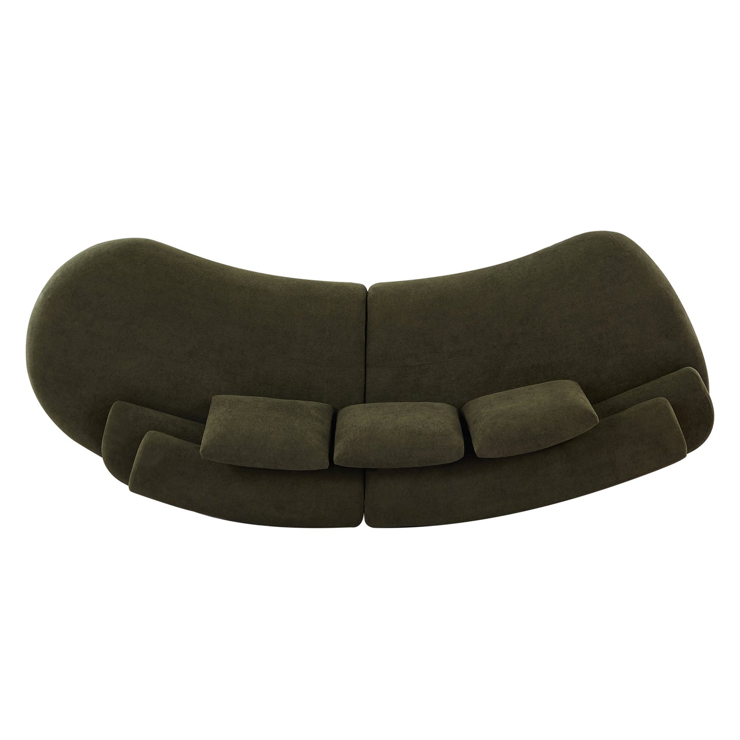 122-inch curved olive green sectional sofa by HouseOfZazla with plush cushions on Tampa Home & Garden Store