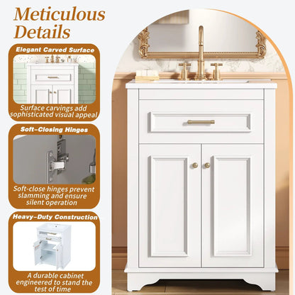 Bathroom Vanity With Integrated Sink and Cabinet