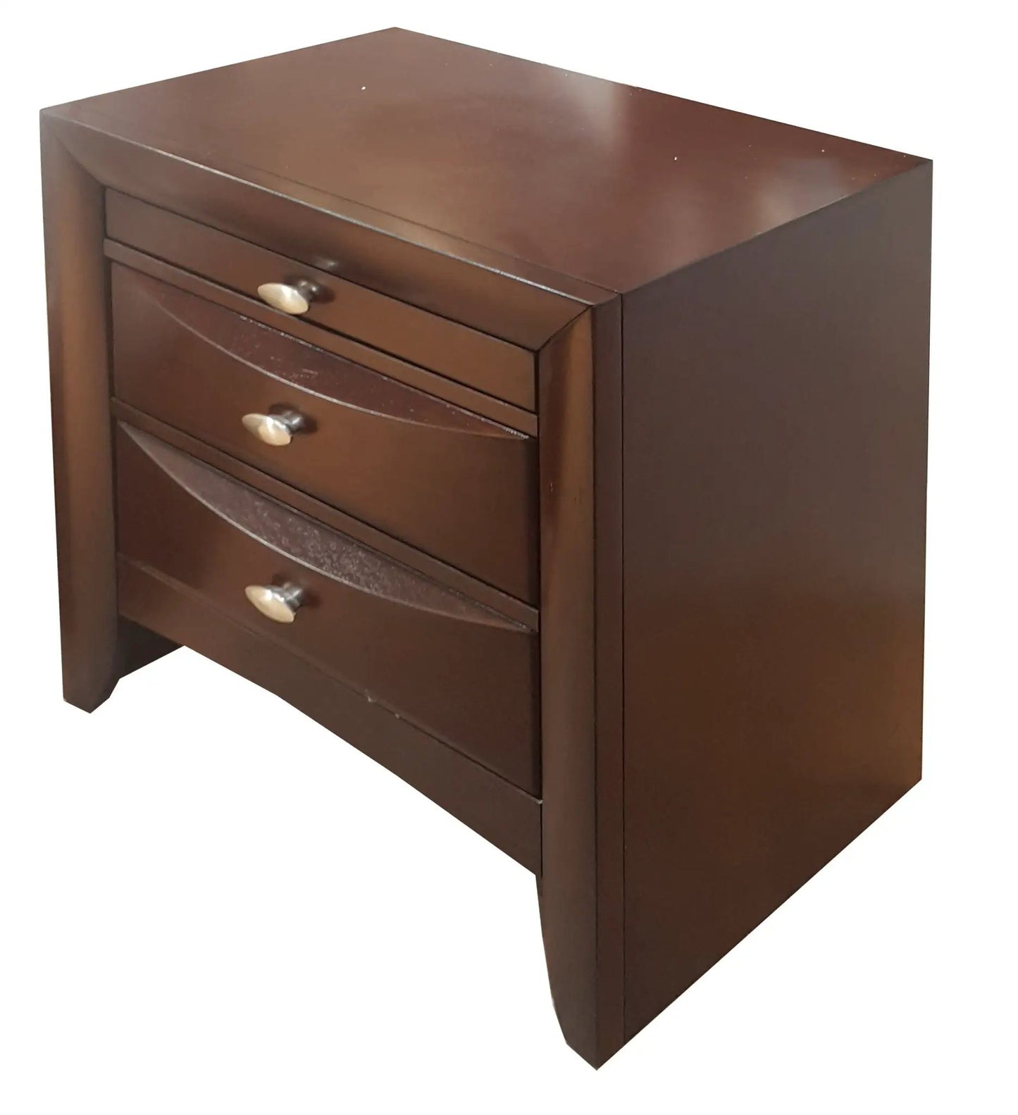 Ireland Elegant Design Nightstand, brown wood finish with drawers, Unique Piece Furniture on Tampa Home & Garden Store