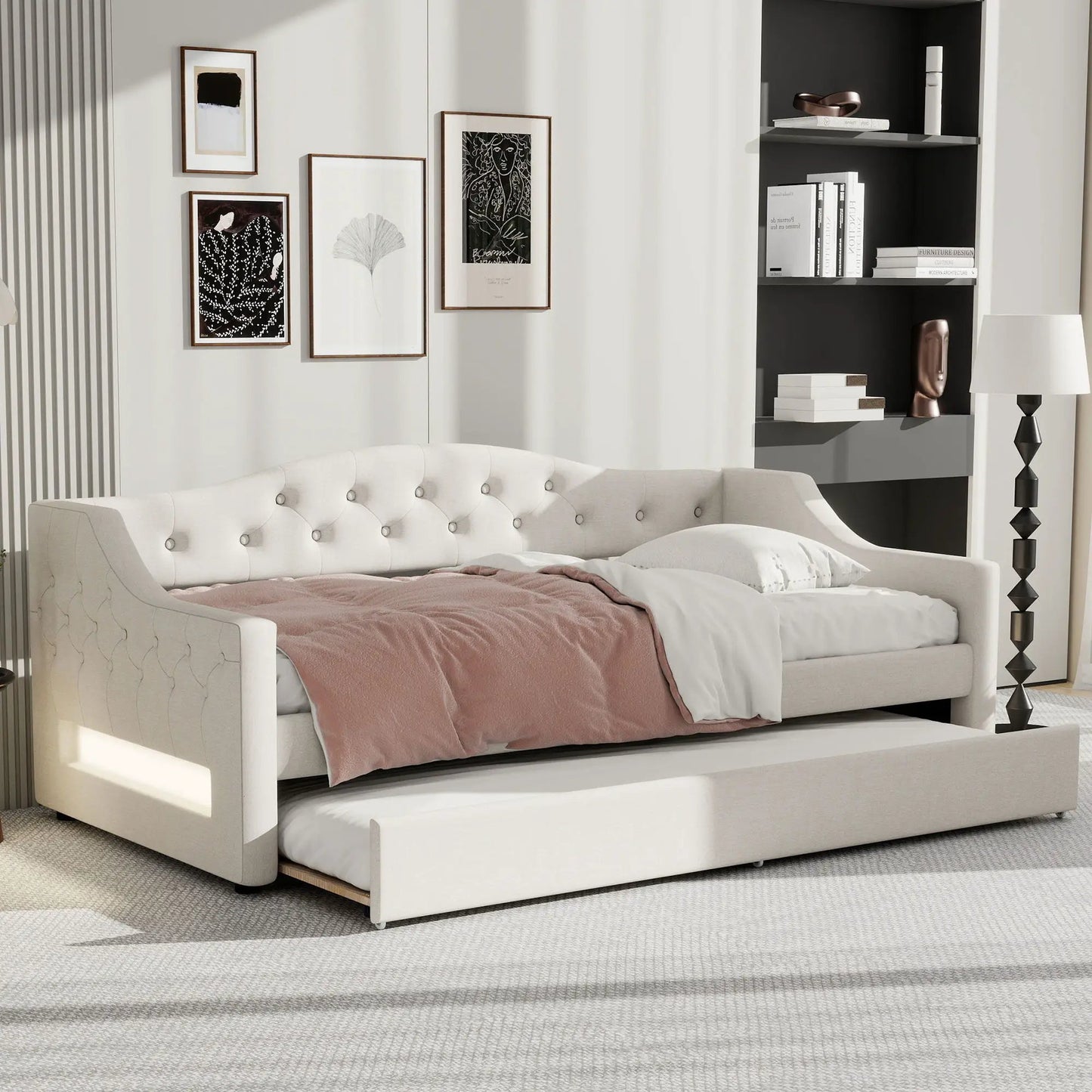 Daybed With LED Lighting and Upholstered Frame
