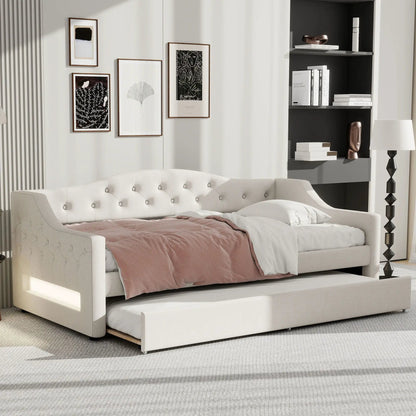 Daybed With LED Lighting and Upholstered Frame