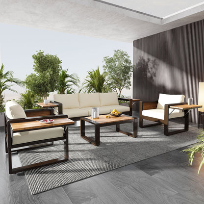 Four Piece Aluminum Outdoor Patio Set for Five