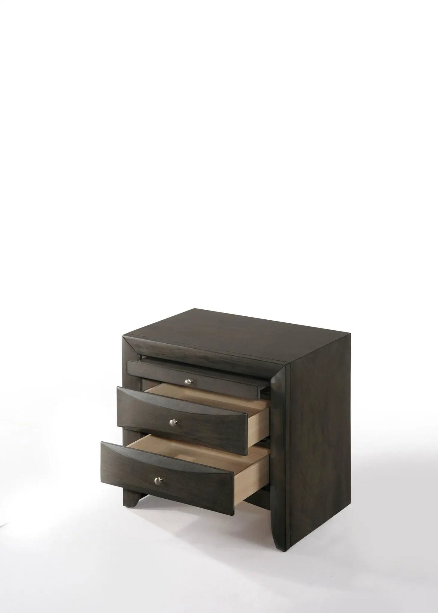 Ireland Elegant Design Nightstand, dark wood accent with drawers and light interior, small knobs on Tampa Home & Garden Store