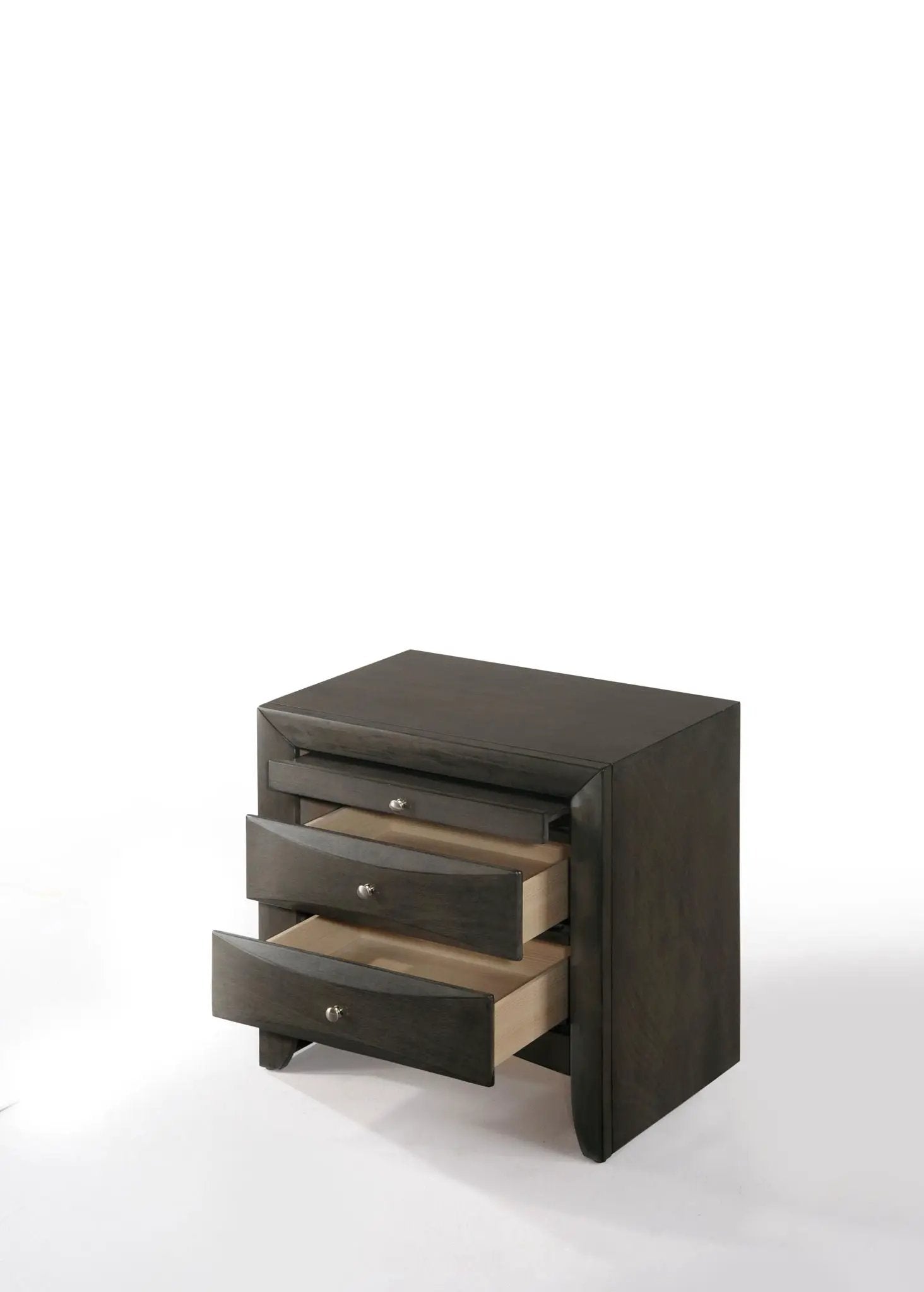 Ireland Elegant Design Nightstand, dark wood accent with drawers and light interior, small knobs on Tampa Home & Garden Store