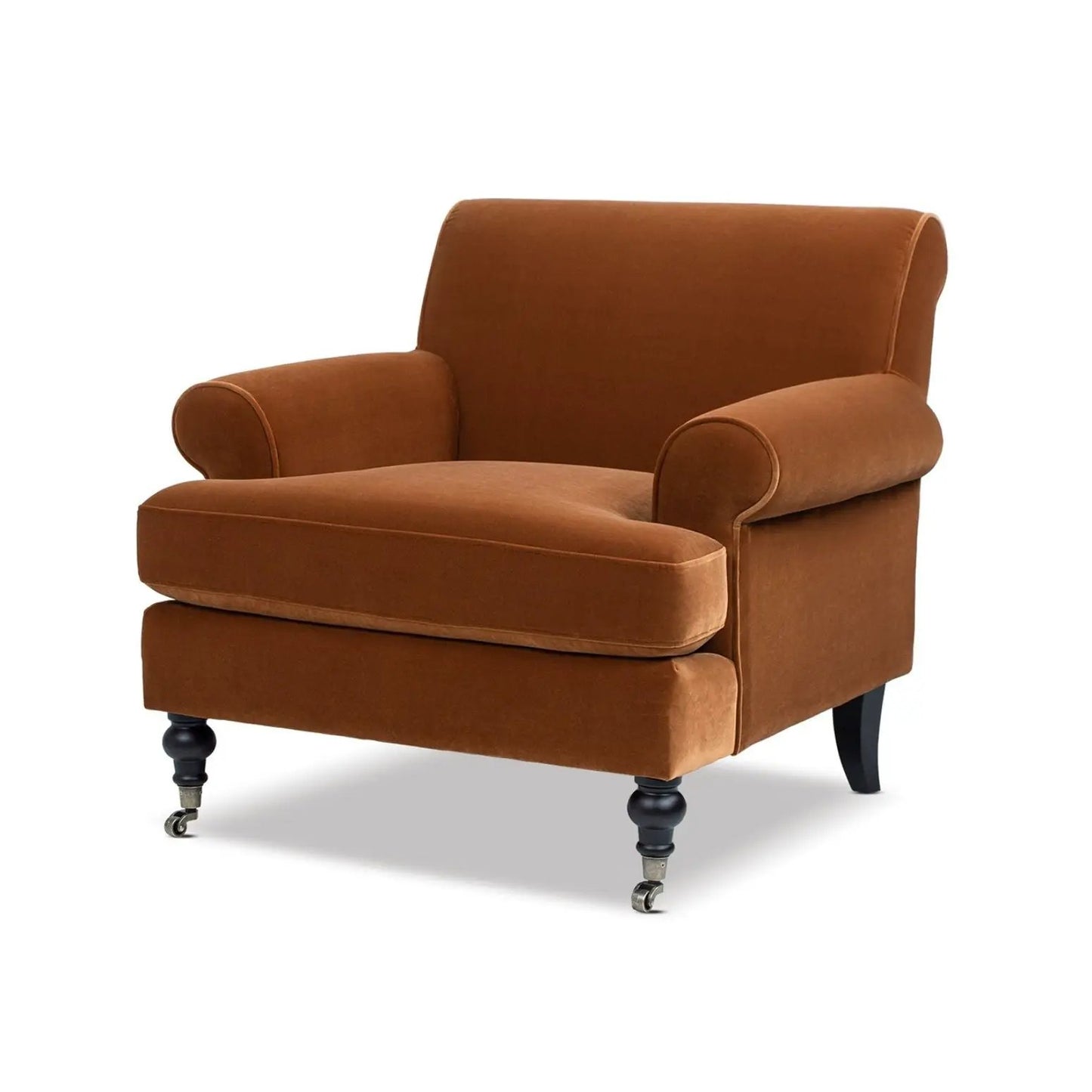 Alana Lawson Accent Arm Chair in rust velvet with casters by Unique Piece Furniture on Tampa Home & Garden Store