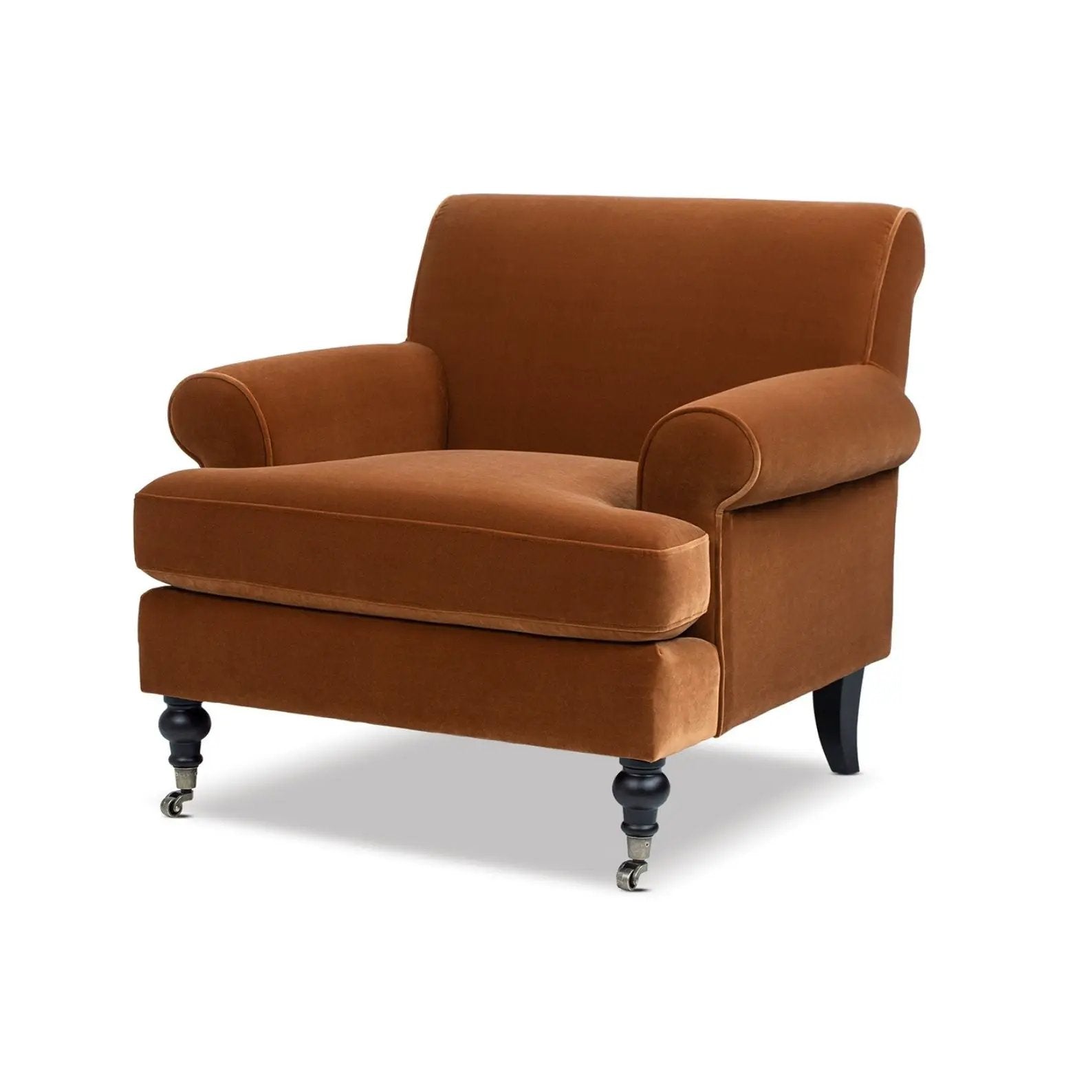 Alana Lawson Accent Arm Chair in rust velvet with casters by Unique Piece Furniture on Tampa Home & Garden Store