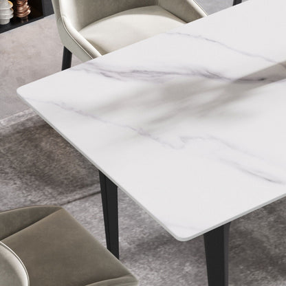 Modern artificial stone dining table white top with black metal legs HouseOfZazla on Tampa Home & Garden Store