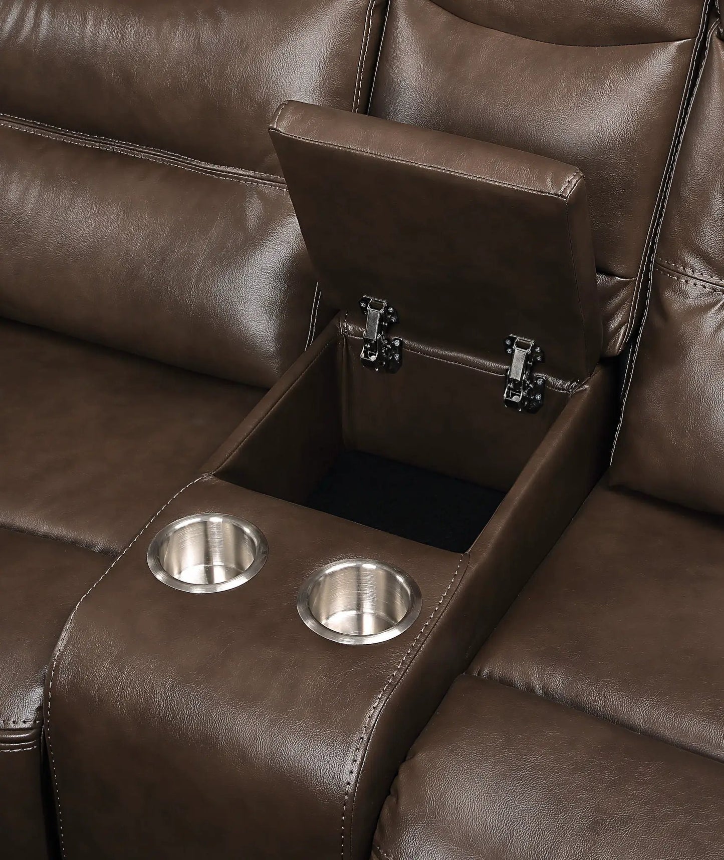 Aashi brown leather recliner loveseat with center console by Unique Piece Furniture on Tampa Home & Garden Store