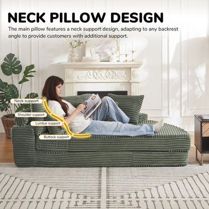 Semi Circular Corduroy Sofa Bed With Pillow