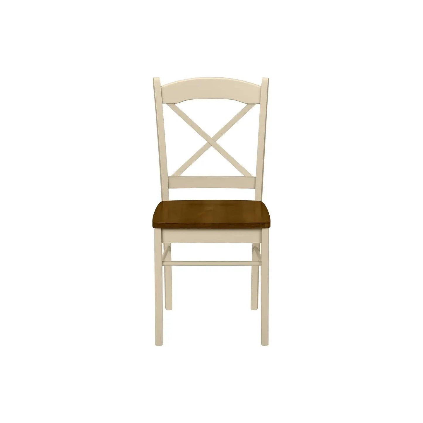 Dining chair set of 2, beige wood with X-back and brown wood seat on Tampa Home & Garden Store