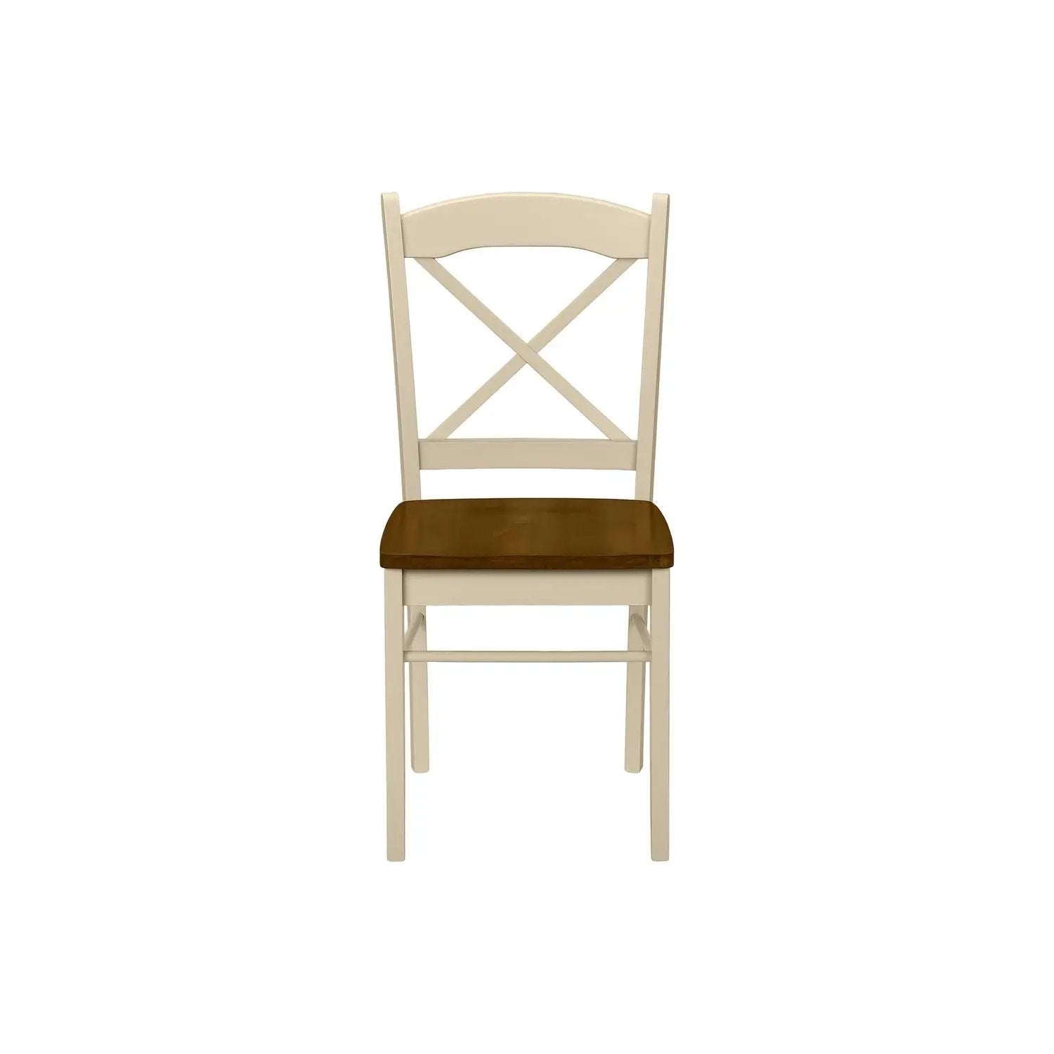 Dining chair set of 2, beige wood with X-back and brown wood seat on Tampa Home & Garden Store