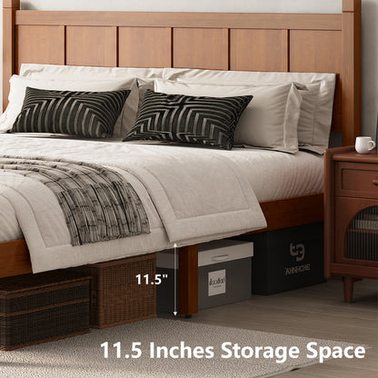 Queen Size Flat Panel Bed with Headboard & Footboard in warm wood finish by HouseOfZazla on Tampa Home & Garden Store
