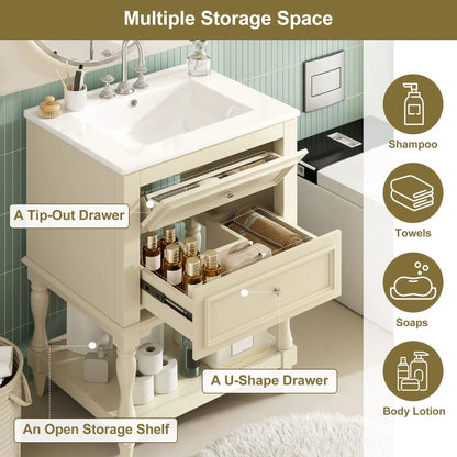 Bathroom Vanity Sink and Two Drawers Storage