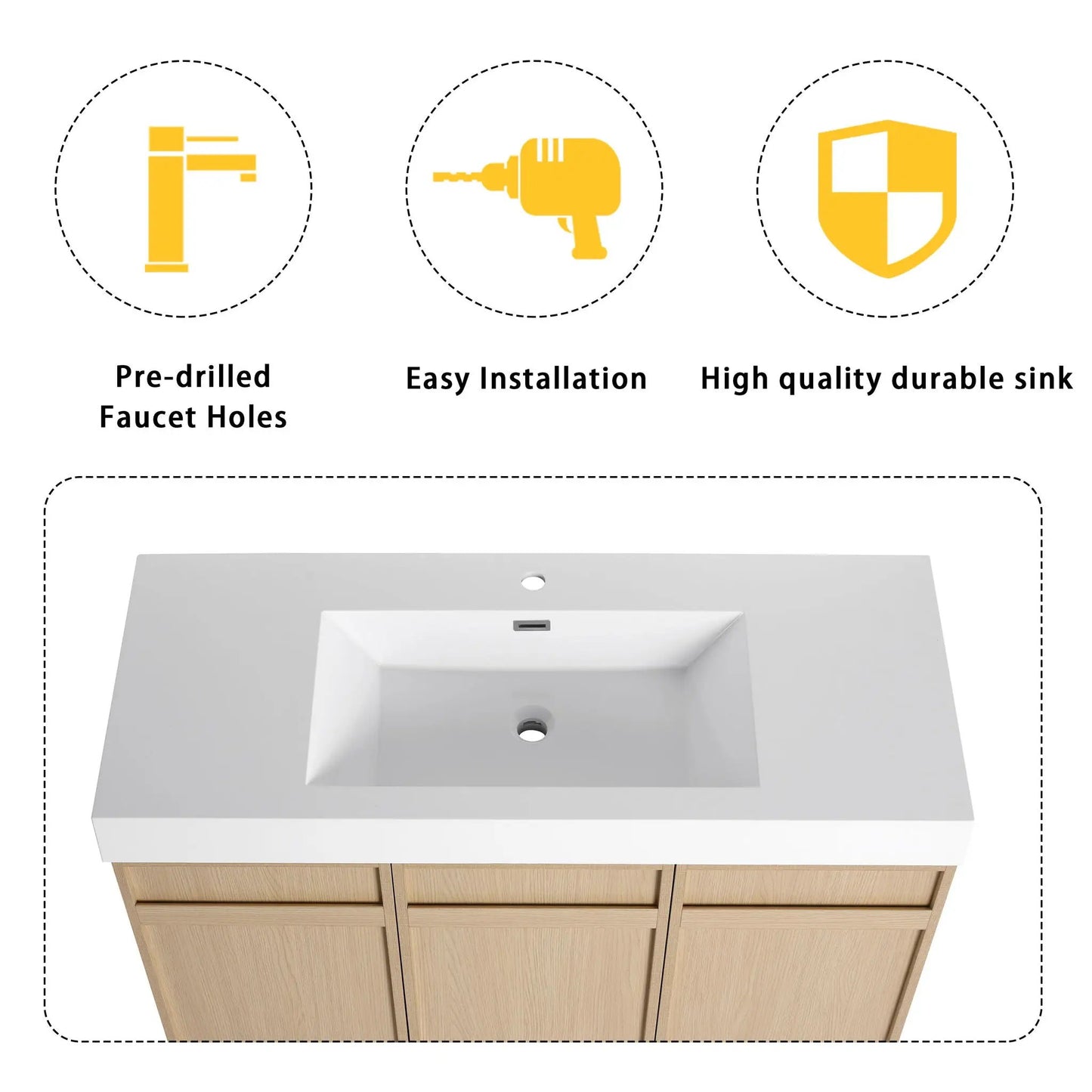 Freestanding Bathroom Vanity with Resin Sink