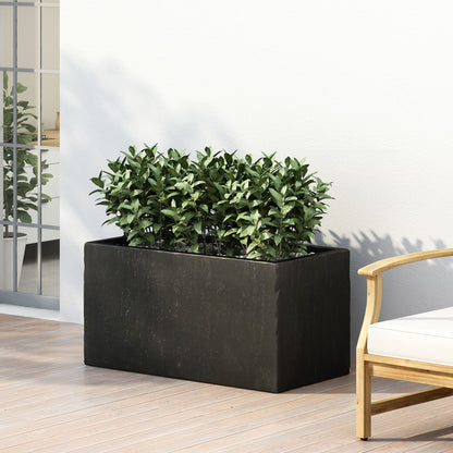 Modern Outdoor Planter by HouseOfZazla, black rectangular planter with lush green foliage on Tampa Home & Garden Store