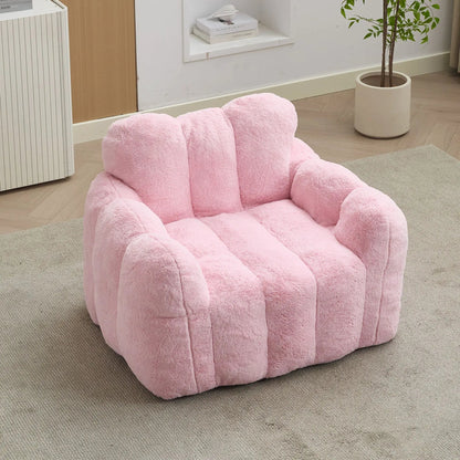 Lotus Style Compression Sofa Bean Bag by Unique Piece Furniture in pink plush fabric, cushions on Tampa Home & Garden Store