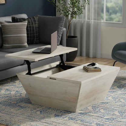 Abba Handcrafted Coffee Table by Unique Piece Furniture in light wood with black metal legs on Tampa Home & Garden Store