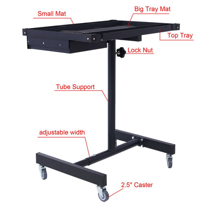 Adjustable Tear Down Work Table With Drawer black metal frame HouseOfZazla casters on Tampa Home & Garden Store