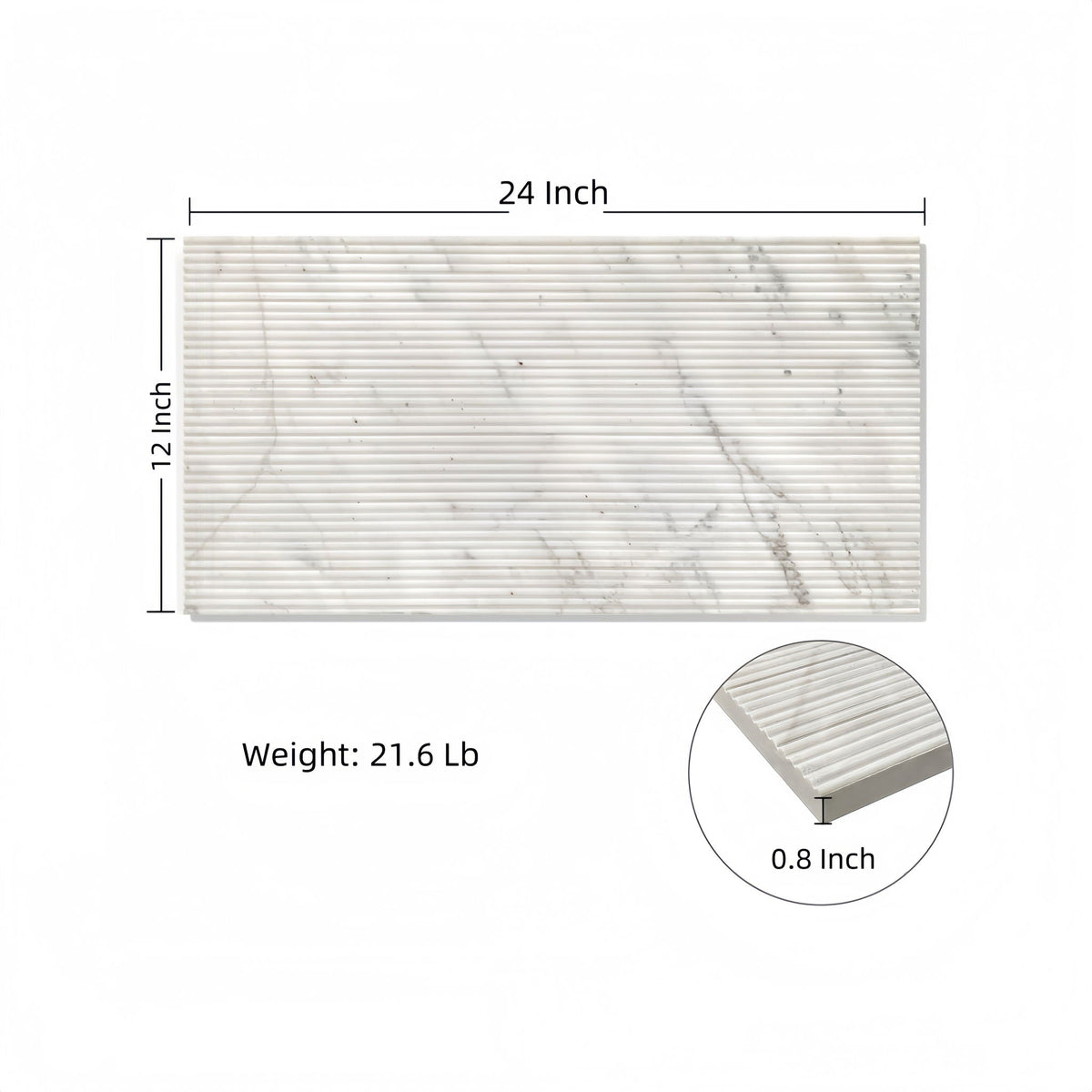 Decorative textured marble tile white natural OL finish, 24in x 12in, 0.8in thick, HouseOfZazla on Tampa Home & Garden Store