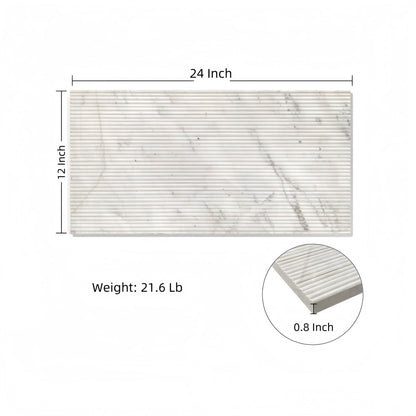 Decorative textured marble tile white natural OL finish, 24in x 12in, 0.8in thick, HouseOfZazla on Tampa Home & Garden Store