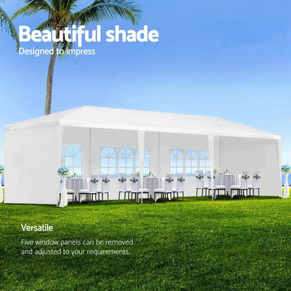 Wedding party canopy tent white outdoor gazebo with 6 removable sidewalls on green lawn on Tampa Home & Garden Store