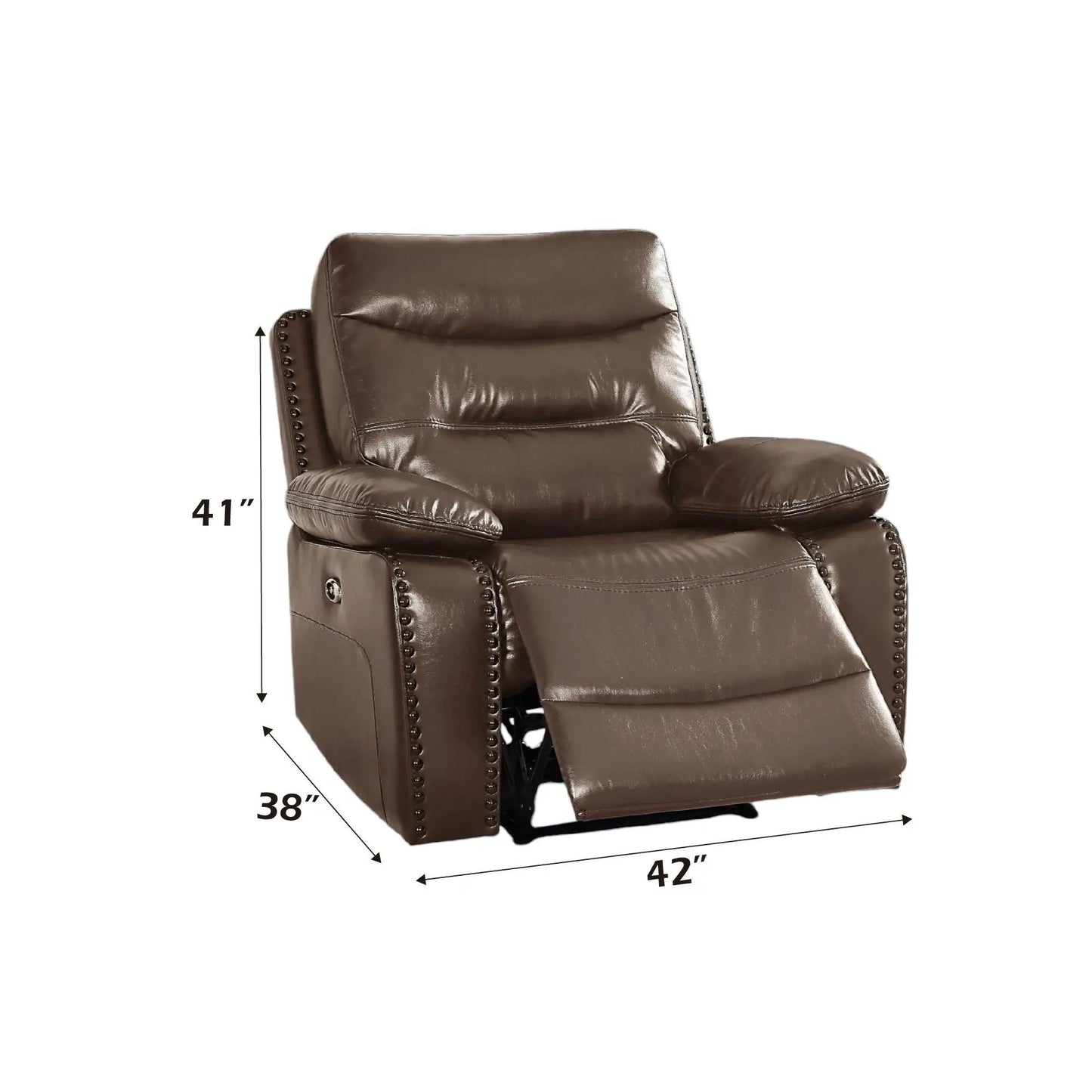 Aashi Leather Gel Match Recliner Chair brown leather with nailhead trim Unique Piece Furniture on Tampa Home & Garden Store