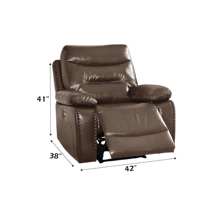 Aashi Leather Gel Match Recliner Chair brown leather with nailhead trim Unique Piece Furniture on Tampa Home & Garden Store