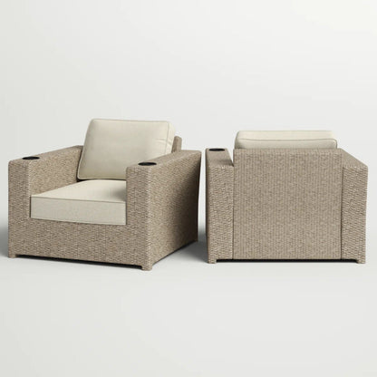 Outdoor lounge chairs with cushions in gray mix, weather resistant woven resin wicker, 2-pack on Tampa Home & Garden Store
