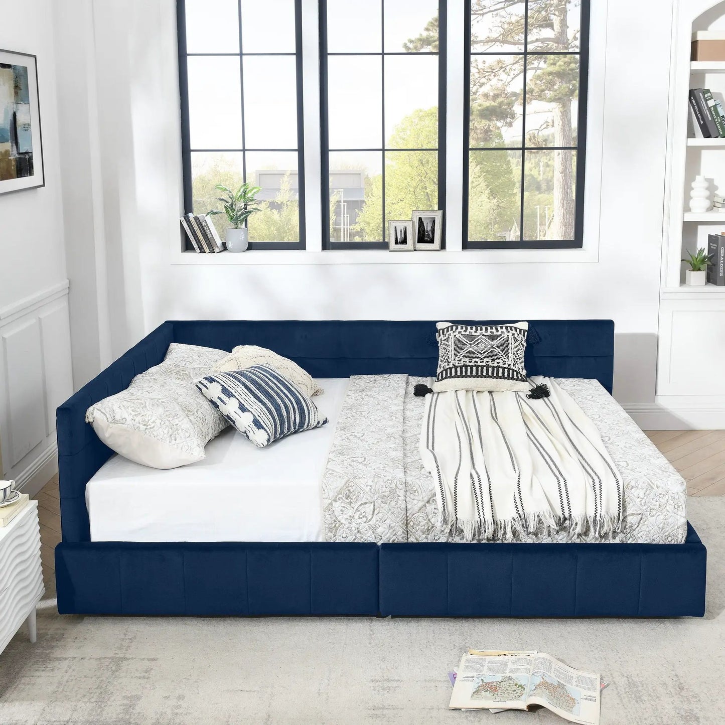 Upholstered Bed Frame with Tufted Backrest