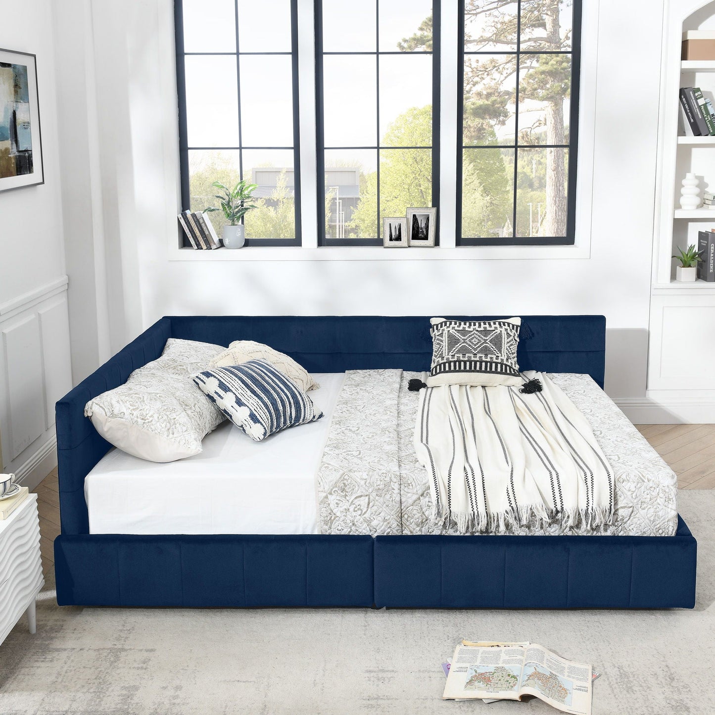 Elegant Upholstered Bed Frame And Armrests