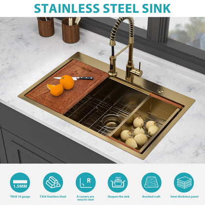 Drop In Kitchen Sink Stainless Steel Workstation