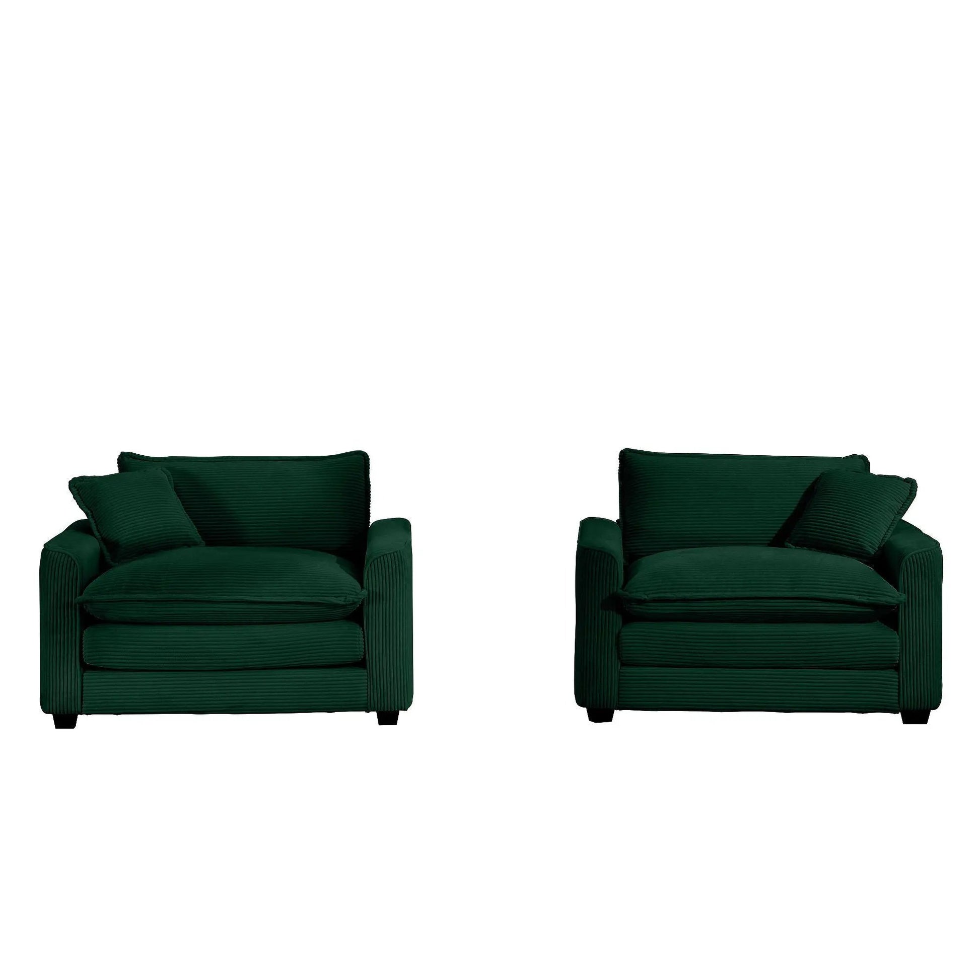 Modern Classic Fabric Single Chair set of 2 in dark green with pillows on Tampa Home & Garden Store