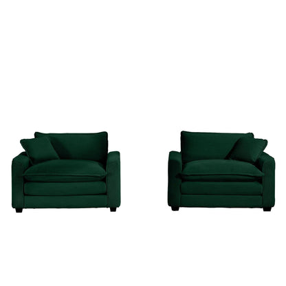Modern Classic Fabric Single Chair set of 2 in dark green with pillows on Tampa Home & Garden Store