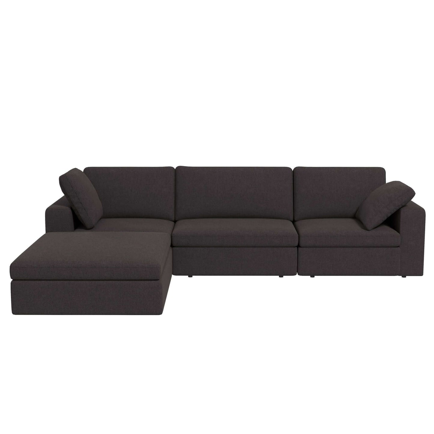 Cecilia modular corner sectional sofa by HouseOfZazla in dark charcoal fabric with cushions on Tampa Home & Garden Store