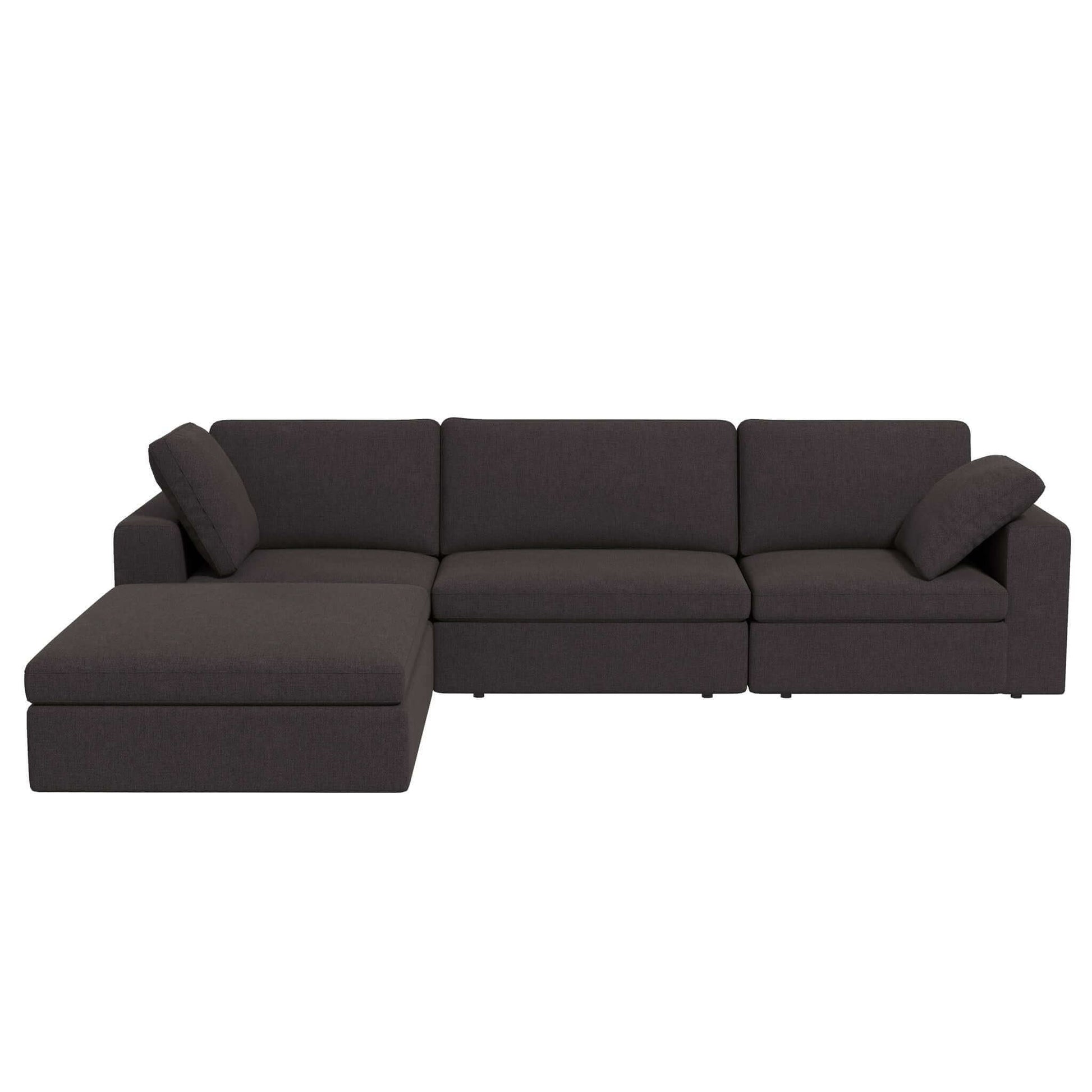 Cecilia modular corner sectional sofa by HouseOfZazla in dark charcoal fabric with cushions on Tampa Home & Garden Store