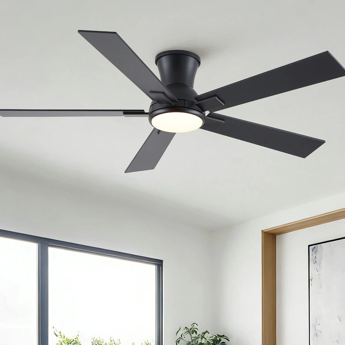 Low Profile Flush Mount Led Ceiling Fan Light