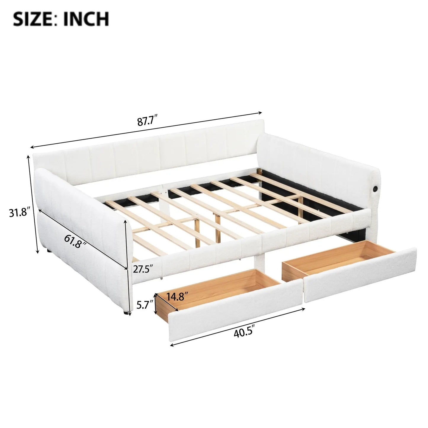 Upholstered Platform Bed With USB Charging Ports