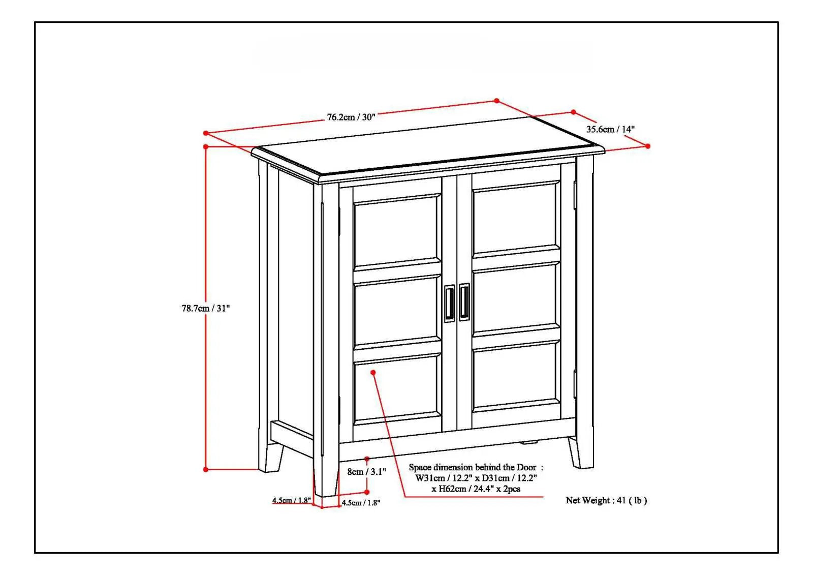 Burlington handcrafted low storage cabinet accent cabinet with double doors, framed panels on Tampa Home & Garden Store