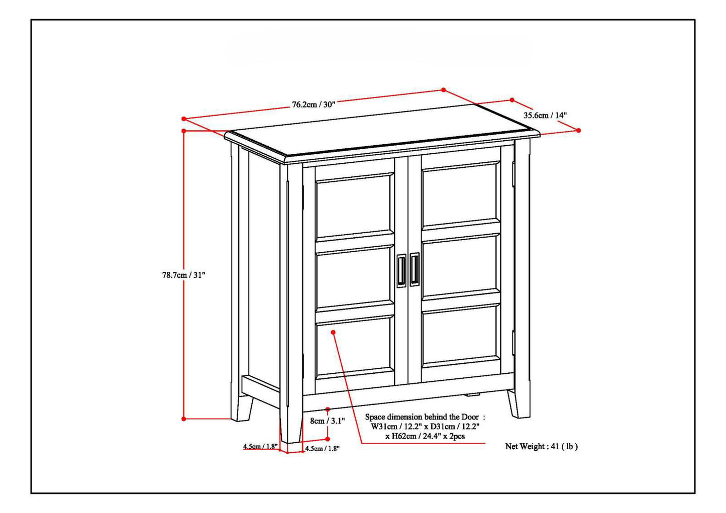Burlington handcrafted low storage cabinet line drawing; HouseOfZazla accent cabinet on Tampa Home & Garden Store