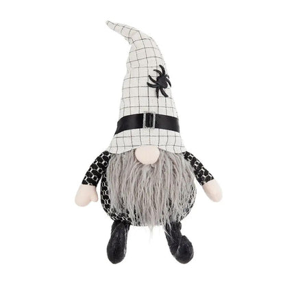 Sitting gnome figurine with hat, gray beard, spider on hat, boots by Unique Piece Furniture on Tampa Home & Garden Store