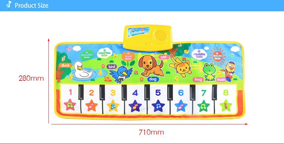Trend New Baby Musical Mat with 1-8 piano keys and colorful animals in yellow frame on Tampa Home & Garden Store