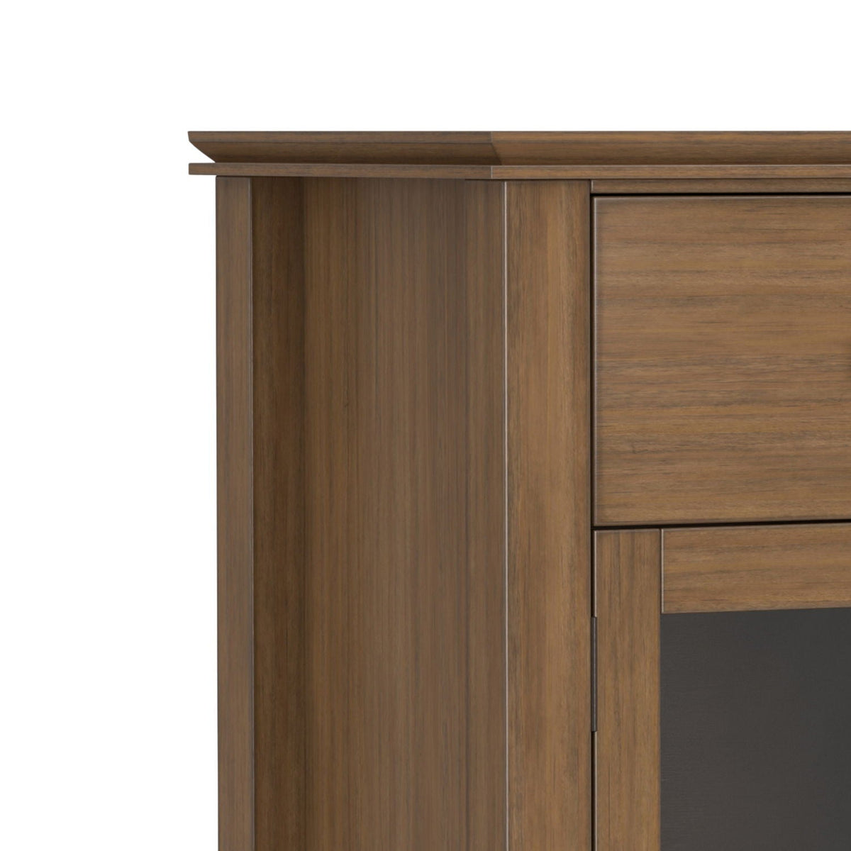 Rustic brown sideboard buffet with tempered glass doors and woodgrain finish on Tampa Home & Garden Store