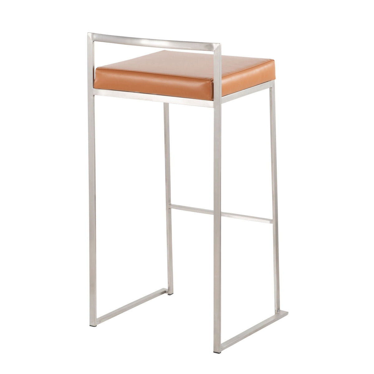 Contemporary stackable barstool padded tan leather seat metal frame HouseOfZazla on Tampa Home & Garden Store